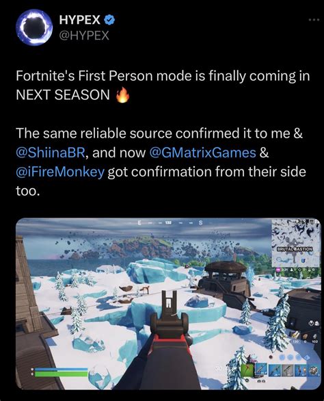 Fortnite S First Person Mode Is Finally Coming In Next Season Via Hypex R Fortniteleaks