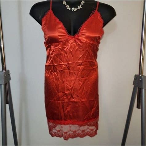 Intimates Sleepwear Sexy Red Satin N Lace Trim Babydoll Lingerie Size Xlarge Nwot Poshmark