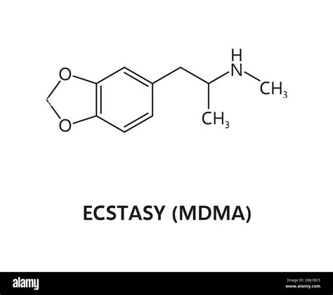 Organic drug molecule structure, synthetic ecstasy MDMA formula ...