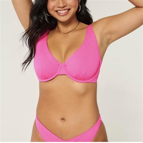 Curve Love High Apex Underwire Bikini Top Neon Depop