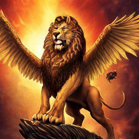 «Лев с крыльями феникса в огне» — создано в Шедевруме