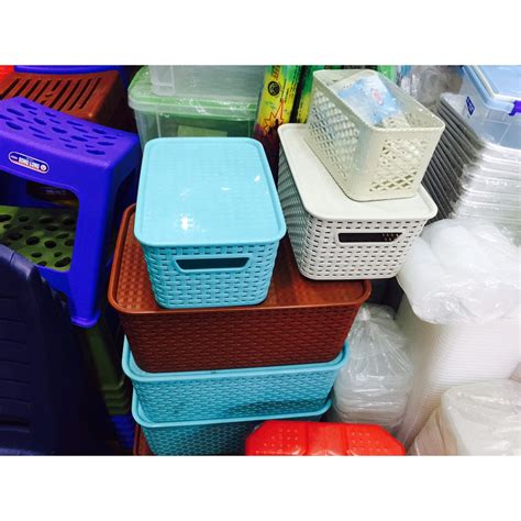 Rổ Nhựa Chữ Nhật đựng đồ Có Nắp đậy Sang đẹp Phong Cách Hàn Quốc 3 Cỡ