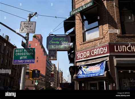 Signs On Street Corner New York City Stock Photo Alamy