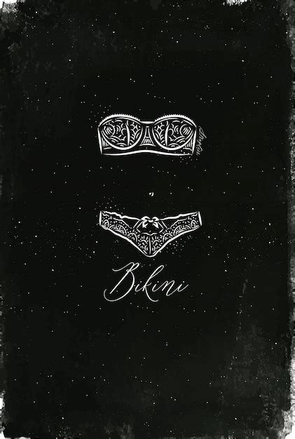 Biquini De Moda Lingerie Em Estilo Vintage Desenho Giz Na Lousa Vetor Premium