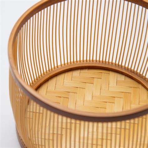 Hexagonal Suruga Bamboo Basketry Basket With Lid Musubi Kiln