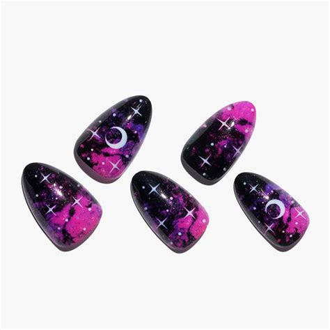 Amazon GLAMERMAID Press On Nails Short Almond UV Hot Pink And Black False Nails With Gothic