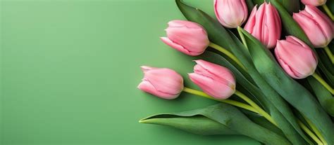 Premium AI Image A Pink Tulip With Green Leaves