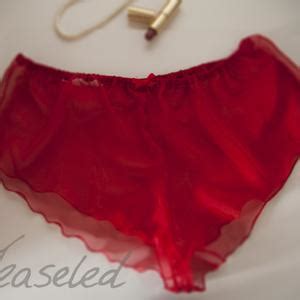 French Knickers Sheer Chiffon Panties Red Sexy Lingerie Underwear See