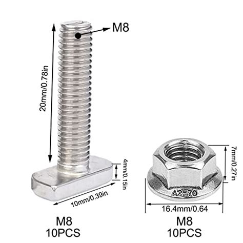 Hammerkopfschrauben M8X20 Edelstahl A2 70 Mit Flanschmuttern