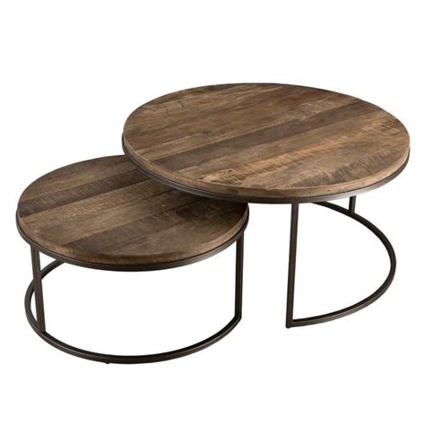 Macabane Alida Set De Tables Basses Gigognes Rondes Teck Recycl