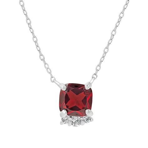 Gemistry Sterling Silver Stone & Cubic Zirconia Cushion Cut Necklace