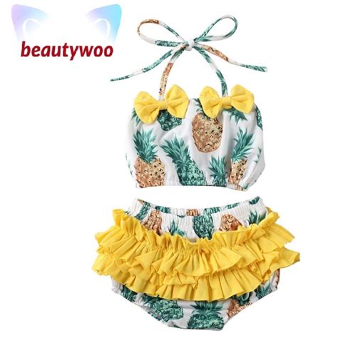 Beautywoosummer Month Years Kid Baby Girl Swimsuit Bikini Fruit Print Swimwear Pcs Set
