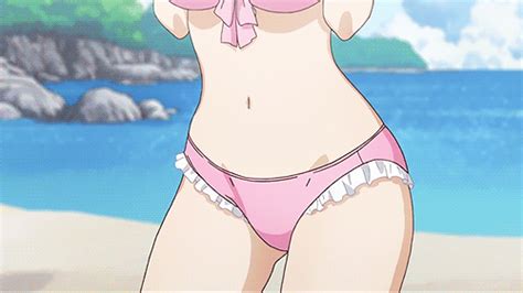 Kujou Fumi Jinsei Animated Animated Game Cg Lowres S Girl Beach Bikini Blonde