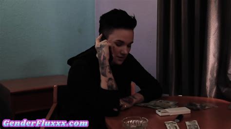 Hairypussy Lez Strapon Banged By Queer Before Bathroom Sex