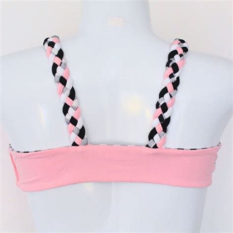 Biquíni Top Nó Macramê Açores Dupla Face Rosa e xadrez Aina Bikini