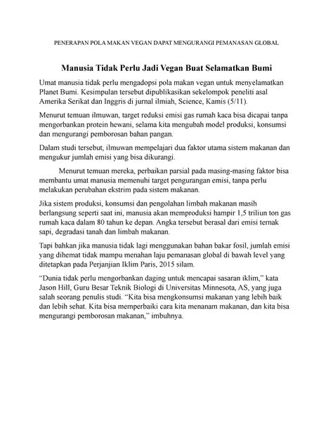 Debate about Vegan - PENERAPAN POLA MAKAN VEGAN DAPAT MENGURANGI