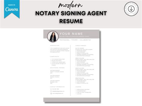 Notary Resume Signing Agent Resume Loan Signing Resume Etsy