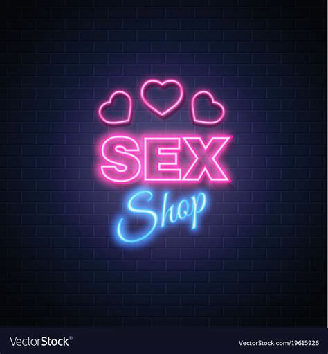 Sex Shop Neon Sign Heart Icon Symbol Royalty Free Vector