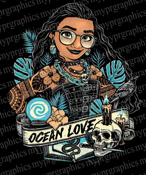 Ocean Love Moana Tattooed Princess Png T Shirt Design Digital