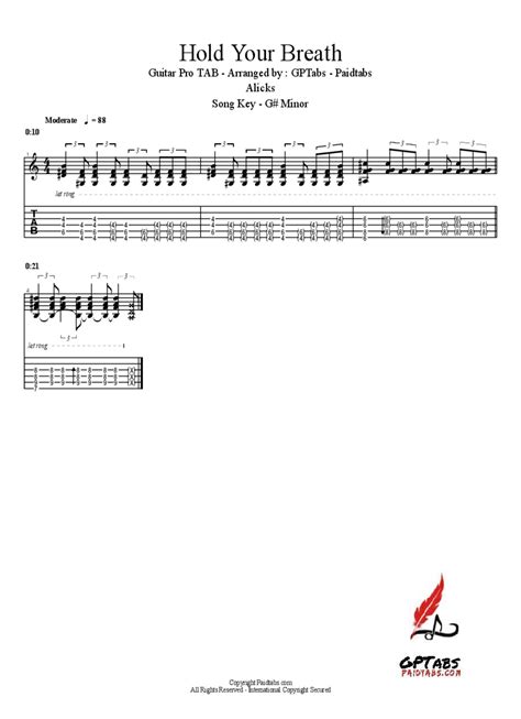 hold your breath Tab - Alicks | PaidTabs.com
