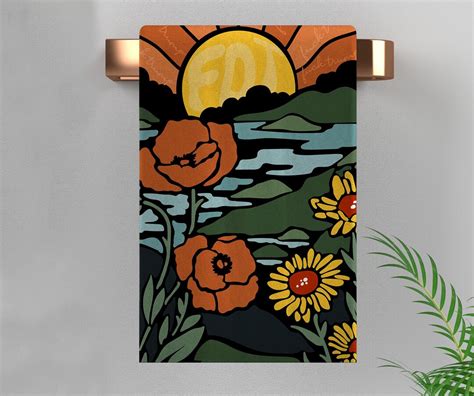 Subtle Fuck Trump Floral Sunset Hand Towel Funny Political Dish Towel Anti Maga Statement