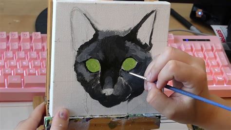 Black Cat Speedpainting Acrylic On Canvas Painting Process Youtube