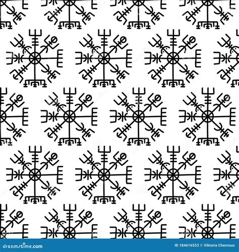 Vegvisir Symbol In A Black Circle Stock Illustration Cartoondealer