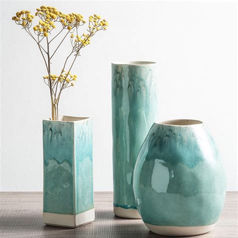 Vase Carré En Grès Bleu I Objet De Décoration Du Portugal Luisa Paixao