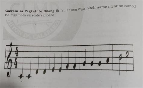 Bilang 5 Isulat Ang Mga Pitch Name Ng Sumusunod Na Mga Nota Sa Scale