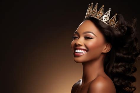 Premium Ai Image Joyful Beauty Queen With Sparkling Crown