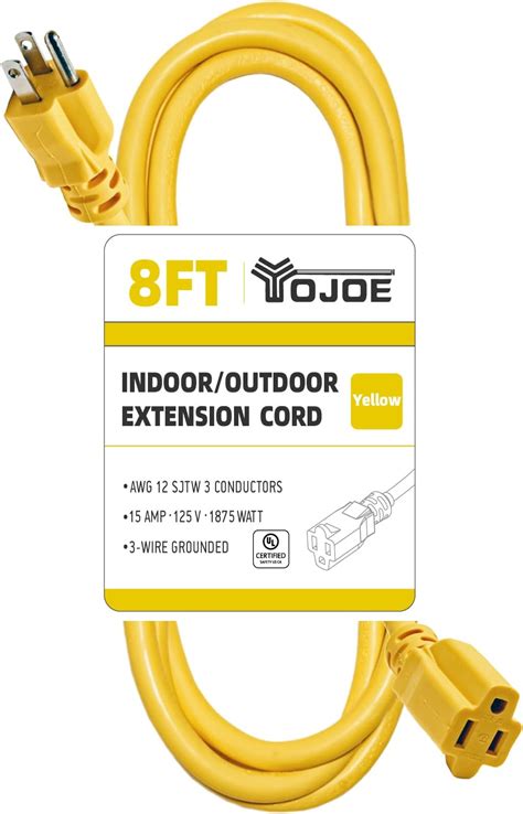 Yojoe 103 8 Ft Black Outdoor Extension Cord Heavy Duty