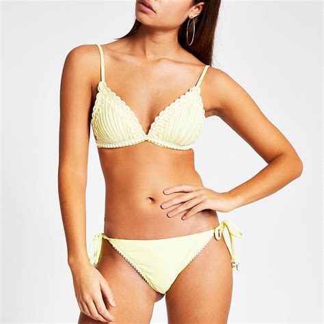 River Island Yellow Embroidered Triangle Bikini Top Lyst