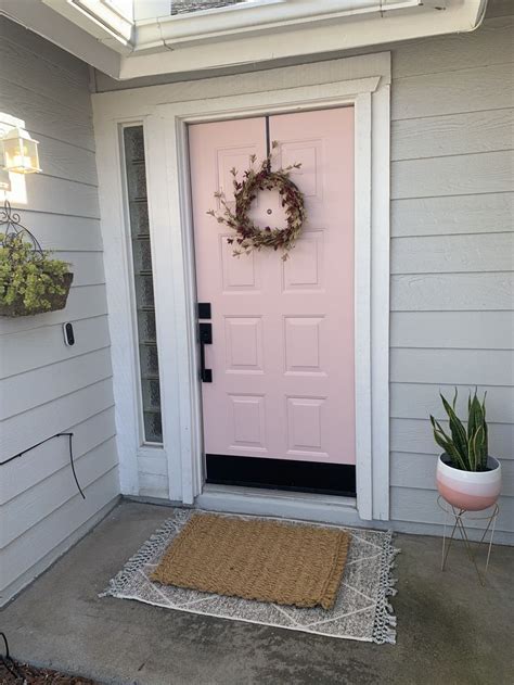 Pale Pink Front Door Remodel
