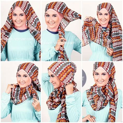 tutorial hijab pashmina motif bunga terbaru