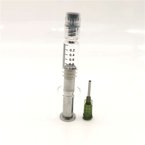 Ml Silver Metal Plunger Glass Prefilled Syringe With Luer Lock Needle