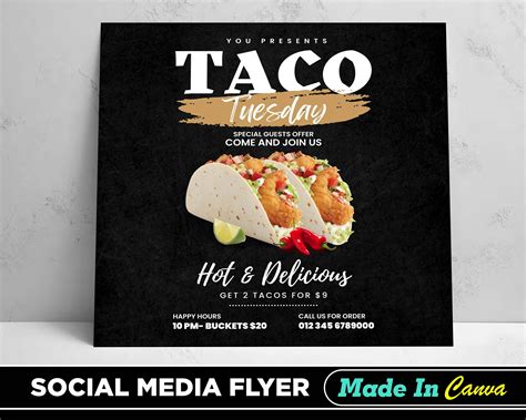 Folleto De Tacos Plantilla De Volante De Tacos Diy Canva 2022