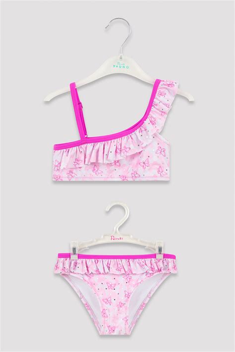 Penti Multi Colored Girls Shiny One Shoulder Bikini Set