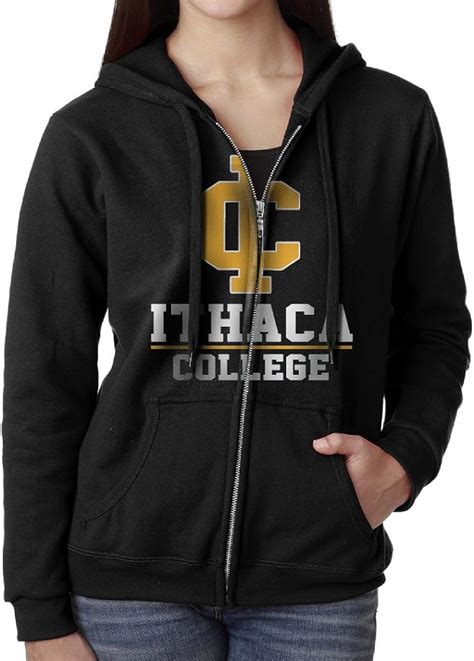Women Ithaca College Bombers Logo Hoodie Sweatshirt Black Amazonca