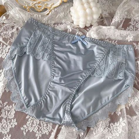 Soft Ice Silk Underwear Lightweight Satin Sexy Panties Lacy Panties Bow Lingerie Ruffle Panties