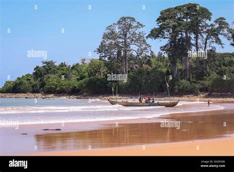 Amazing View To The Sandy Atlantic Coastline Of Axim Beach In Ghana