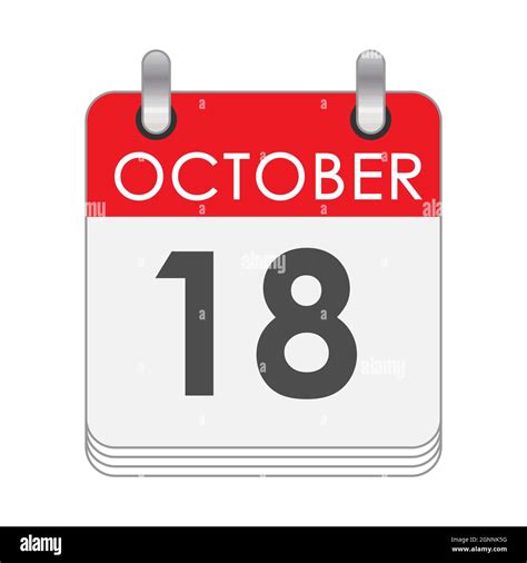 October 18 A Leaf Of The Flip Calendar With The Date Of October 18