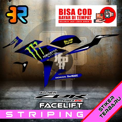 Jual Striping Cbr 150R Facelift Variasi Desain Monster Energy Stiker