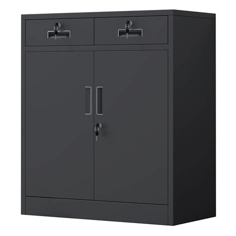 Jinkur Metal Storage Cabinet With Locking Doors And Adjustable Shelf