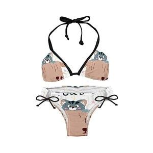 Suojapuku Bikini Da Donna Costume Da Bagno A Due Pezzi Gatto In Un Cestino Insiemi Del Bikini