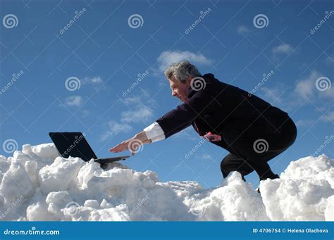 Businessman Reaching for Lapto Stock Photo - Image of blue, space: 4706754