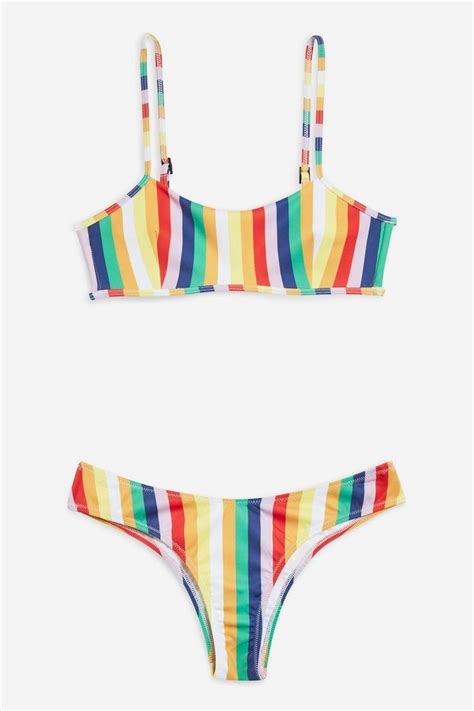 Rainbow Stripe Bikini Set New In Fashion New In Topshop Bikinis Topshop Outfit Hipster