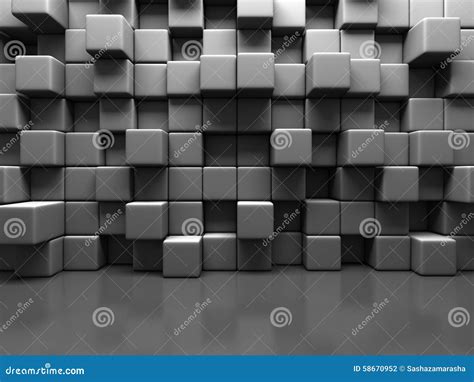 Abstract Gray Cube Blocks Wall Background Stock Illustration