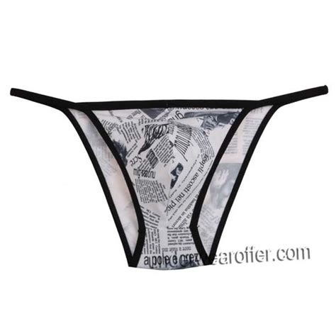 Men S Newspaper Bikini Briefs Underwear Low Rise Jockstrap Elastic String Briefs Mu