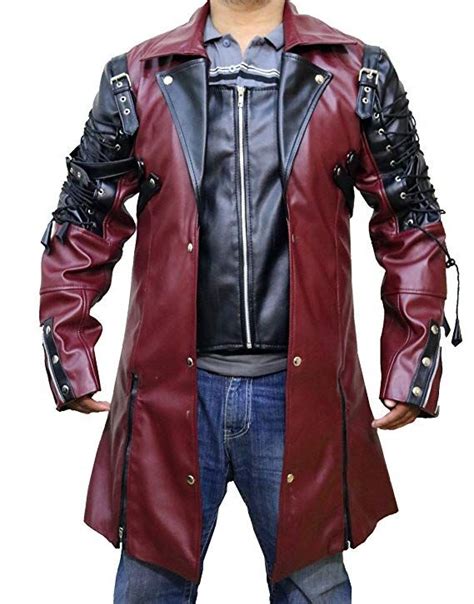 Men S Steampunk Gothic Punk Rave Poison Leather Maroon Coat Maroon