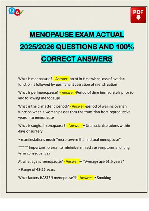 MENOPAUSE EXAM ACTUAL 2025/2026 QUESTIONS AND 100% CORRECT ANSWERS